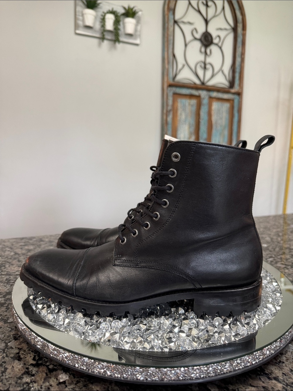 Blake McKay Men's Black Leather Lace-Up Ankle Boots